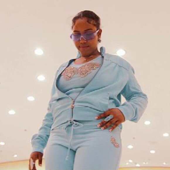 TWISTED HEART AMERICA 3 PIECE SWAVORSKI SWEAT SUIT Y2K RARE - Picture 7 of 8